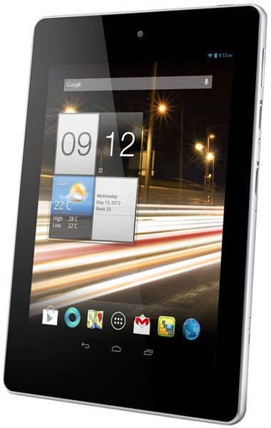 Front view of a black ASUS ZenPad showing 09:12, Taipei weather, app icons, and cityscape with light trails background.