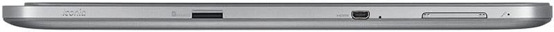 Acer Iconia W4 tablet, rear view showing silver aluminum back panel with camera lens