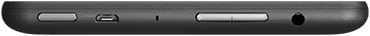 Amazon Fire tablet bottom edge showing micro USB port, speaker grille, and headphone jack