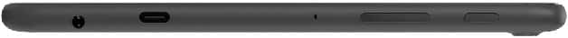Amazon Fire HD 10 tablet, top edge view showing power button and USB-C port