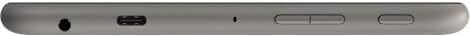 Top edge of a tablet showing headphone jack, USB-C port, and power button