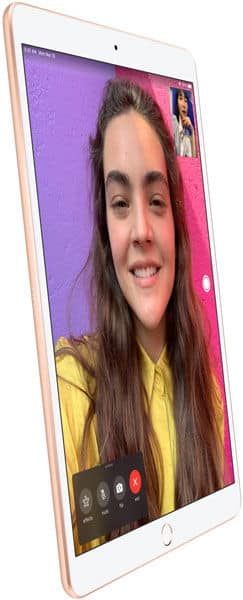 Front view of a smartphone showing a distorted video call with diagonal lines and color interference; brand/model not visible.