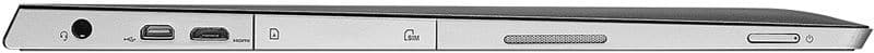 Lenovo Miix 2 10 tablet, top edge view showing ports, speakers, and power button