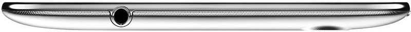 Side view close-up of smartphone edge with centered charging port, metallic finish, and curved design.