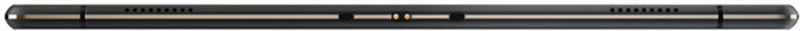 iPad Pro from above, showing the black tablet's top edge with speaker grilles and ports