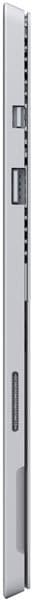 Thin vertical silver device with ports and buttons along its side edge, viewed from the side