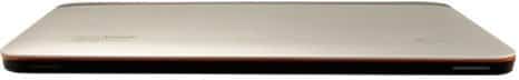 Silver tablet, possibly Apple iPad, front view closed with thin profile and rounded corners; no visible logo or branding.