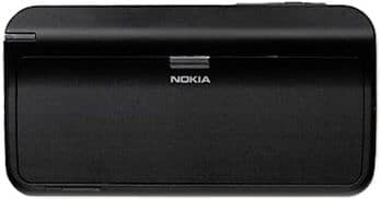 Rear view of a black Nokia phone with a rectangular design and centered Nokia logo.
