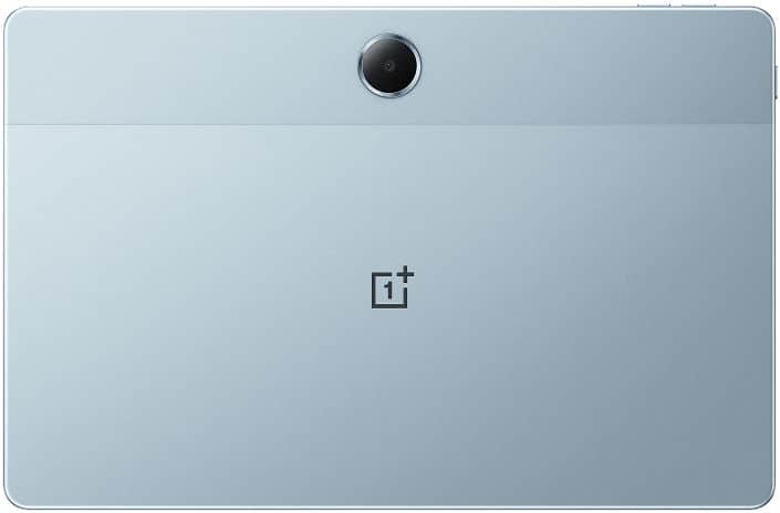 Rear view of a silver Samsung Galaxy Tab with top-left camera, bottom-left logo, and diagonal accent across the back.