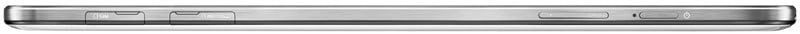 Samsung ATIV Tab 3 tablet viewed from the side, showing its thin silver aluminum edge and rounded corners