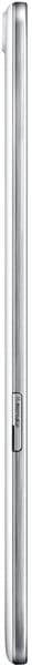 Slim tablet device shown from the side, displaying a thin profile with a metallic silver finish and minimal bezels