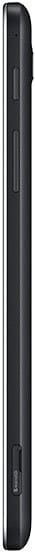 Slim black rectangular device shown from the side view, appears to be a mobile phone or similar handheld electronics