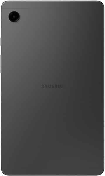 Samsung Galaxy Tab, rear view showing black finish, single top-left camera, and centered Samsung logo on the back panel.