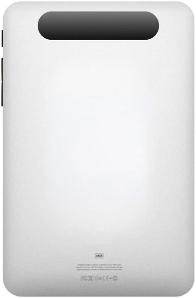 Rear view of a Google Pixel Tablet showing a smooth white back, black horizontal camera bar near the top, and branding at the bottom.