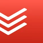 Front view of a red background featuring three white, curved lines stacked downward, resembling layered check marks.