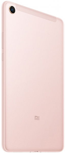Xiaomi Pad in pink, rear view showing top left corner camera and centered "mi" logo near the bottom.