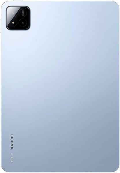 Rear view of a silver Xiaomi tablet with a single top-left camera and Xiaomi logo at the bottom left; smooth, minimalist design.
