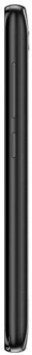 Alcatel 1 smartphone, side view, black body, elongated rectangular shape
