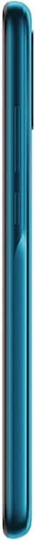 Alcatel 1SE smartphone shown from the side, displaying its blue curved body and rounded edges