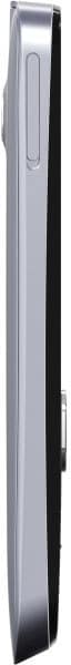 Alcatel 20.05 phone, side view, showing slim black and silver body with power button and volume controls