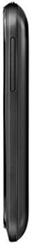 Alcatel 575 mobile phone, side view, closed clamshell design in black