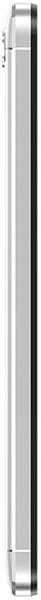 Alcatel A50 phone, side view, showing thin profile with silver frame and dark screen