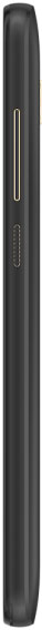 Alcatel A7 smartphone shown from the side, black finish, tall rectangular shape with rounded edges