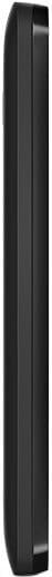 Alcatel Dawn phone shown from the side, displaying its slim black profile with curved edges