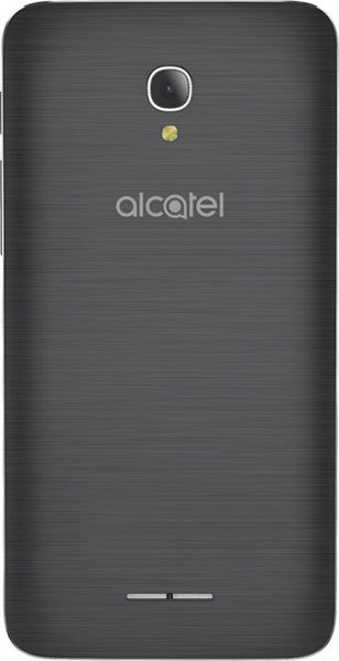 Alcatel Fierce 4 rear view, showing dark textured back, camera lens, and Alcatel branding