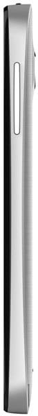 Alcatel One Touch Fierce, side view, showing silver and black exterior with volume control and power button