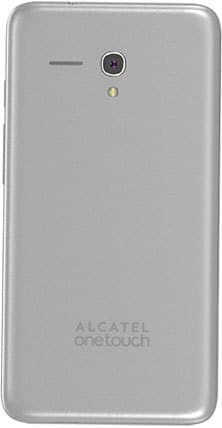 Alcatel One Touch Fierce XL rear view, showing gray back panel with camera and Alcatel branding
