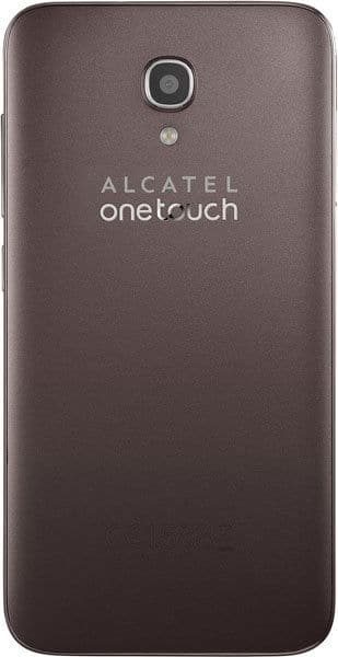 Alcatel One Touch Idol 2S rear view, showing dark gray back panel with camera and branding