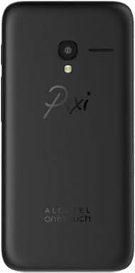 Alcatel One Touch Pixi 3 (4.5-inch) rear view, showing black back panel with camera and branding