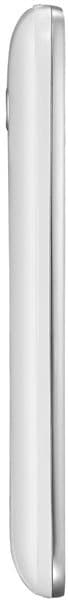 Alcatel One Touch Pop C5 phone shown from the side, displaying its slim white profile and curved edges
