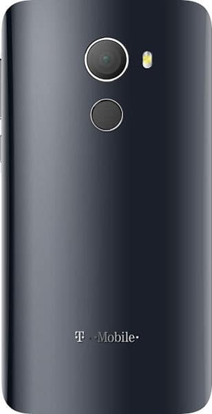 Alcatel REVVL rear view showing dark gray back with dual camera lenses and T-Mobile branding