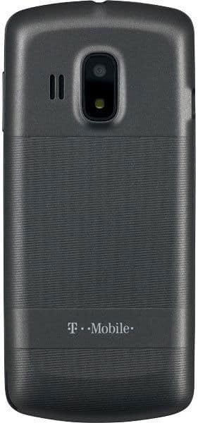 Alcatel Sparq II rear view showing dark gray body with textured band, camera lens, and T-Mobile branding