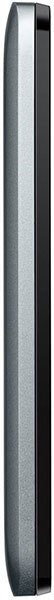 Alcatel Streak side view, showing narrow profile of black device with metallic center stripe