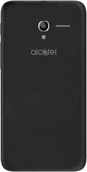 Alcatel Tru smartphone, rear view, black with camera and brand name visible