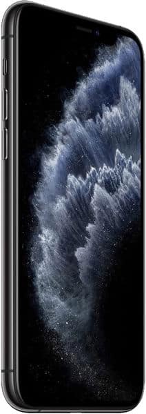 Apple iPhone 11 Pro, front view, displaying cloudy wallpaper on screen