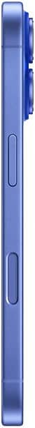 Apple iPhone 16 in blue, rear view showing camera and buttons along the side