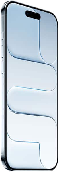 Apple iPhone Air front view with light blue display showing interface cards stacked vertically