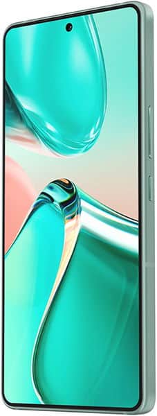 Asus Zenfone 12 Ultra front view with turquoise display showing abstract liquid design wallpaper and centered punch-hole camera