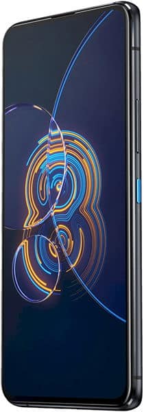 Asus Zenfone 8 Flip front view with neon abstract design displayed on screen