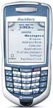 BlackBerry 7100r front view, blue phone with qwerty keyboard and small screen