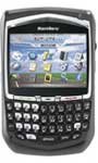BlackBerry 8703e front view, showing screen with map application and physical QWERTY keyboard below