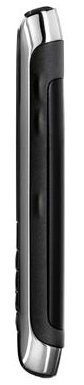BlackBerry Pearl 3G phone shown from the side, displaying its compact vertical form with silver and black casing