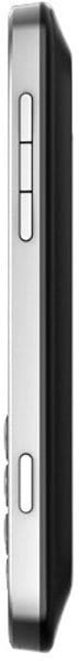 BlackBerry Bold Touch 9930 side view, showing silver and black casing with physical buttons along the edge
