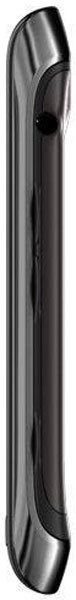 BlackBerry Torch 9860 phone, side view, showing curved black body with slide-out QWERTY keyboard mechanism