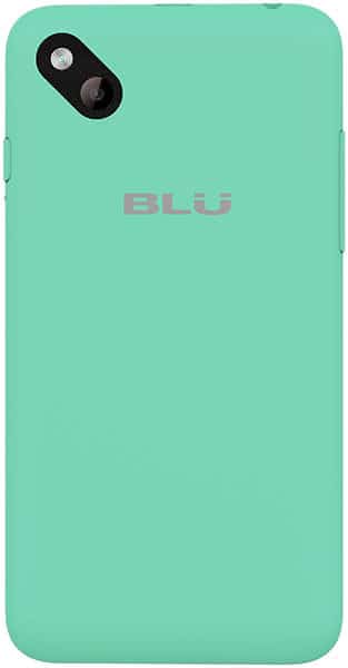 BLU Advance 4.0L smartphone rear view, showing dual camera and mint green back panel