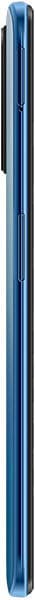 BLU F91 flip phone shown closed from the side, displaying its narrow profile and blue finish